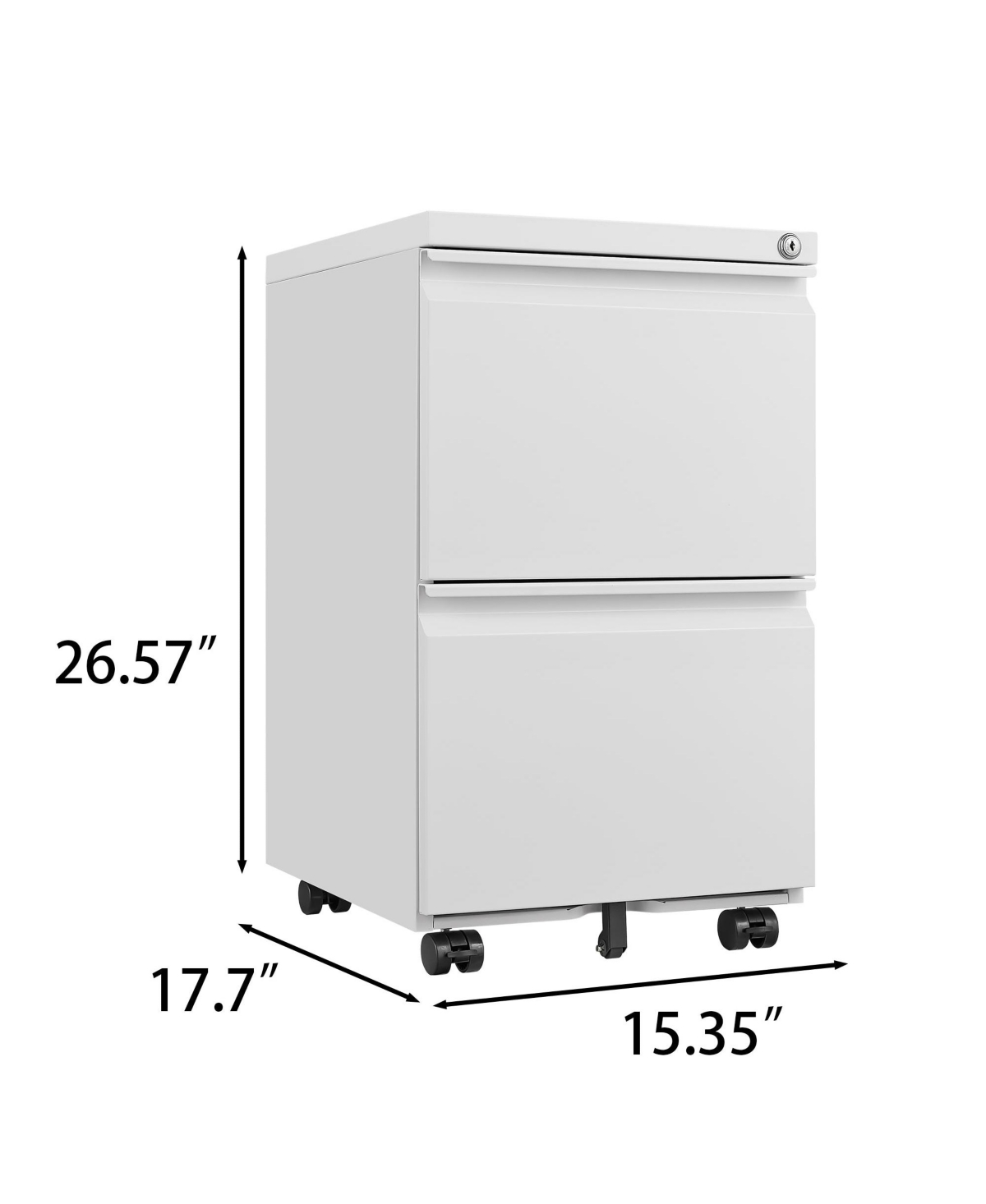 Boyel Living 2 Drawer File Cabinet with Lock Under Desk Mobile Filing Cabinet fits Letter/Legal/A4 for Home Office School