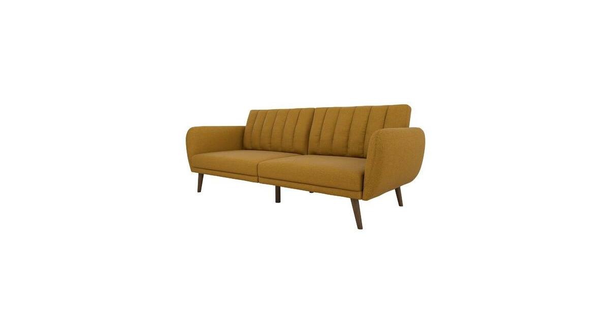 Slickblue Linen Upholstered Futon Sofa Bed for Versatile Seating and Sleeping in Modern Spaces