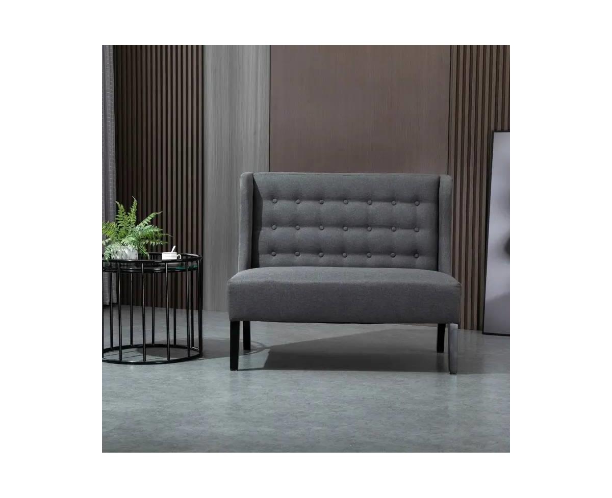 Slickblue 2-Seater Button Tufted Loveseat with Wooden Legs - Modern Sofa for Living Room