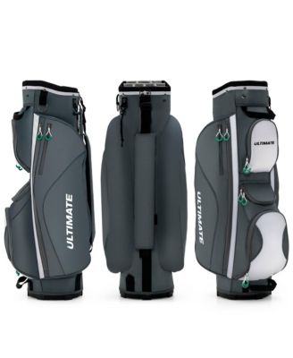 14 Dividers Golf Cart Bag w/ 7 Zippered Pocket Cooler Bag Rain Hood Valuable Bag