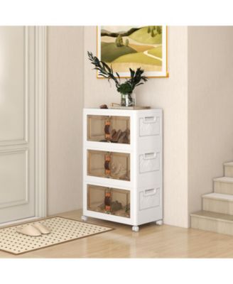 Stackable Storage Bins with Lockable Wheels-3 Pack