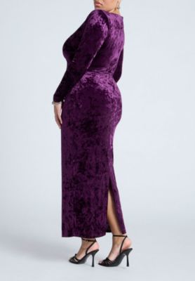 Women's Plus Size Twist Bodice Velvet Maxi Dress