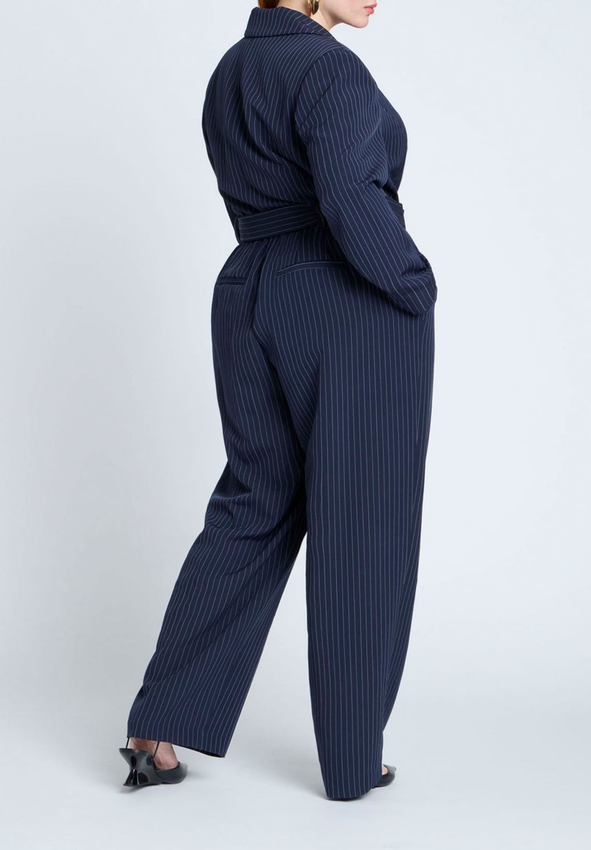 Eloquii Plus Size Pinstripe Jumpsuit With Belt