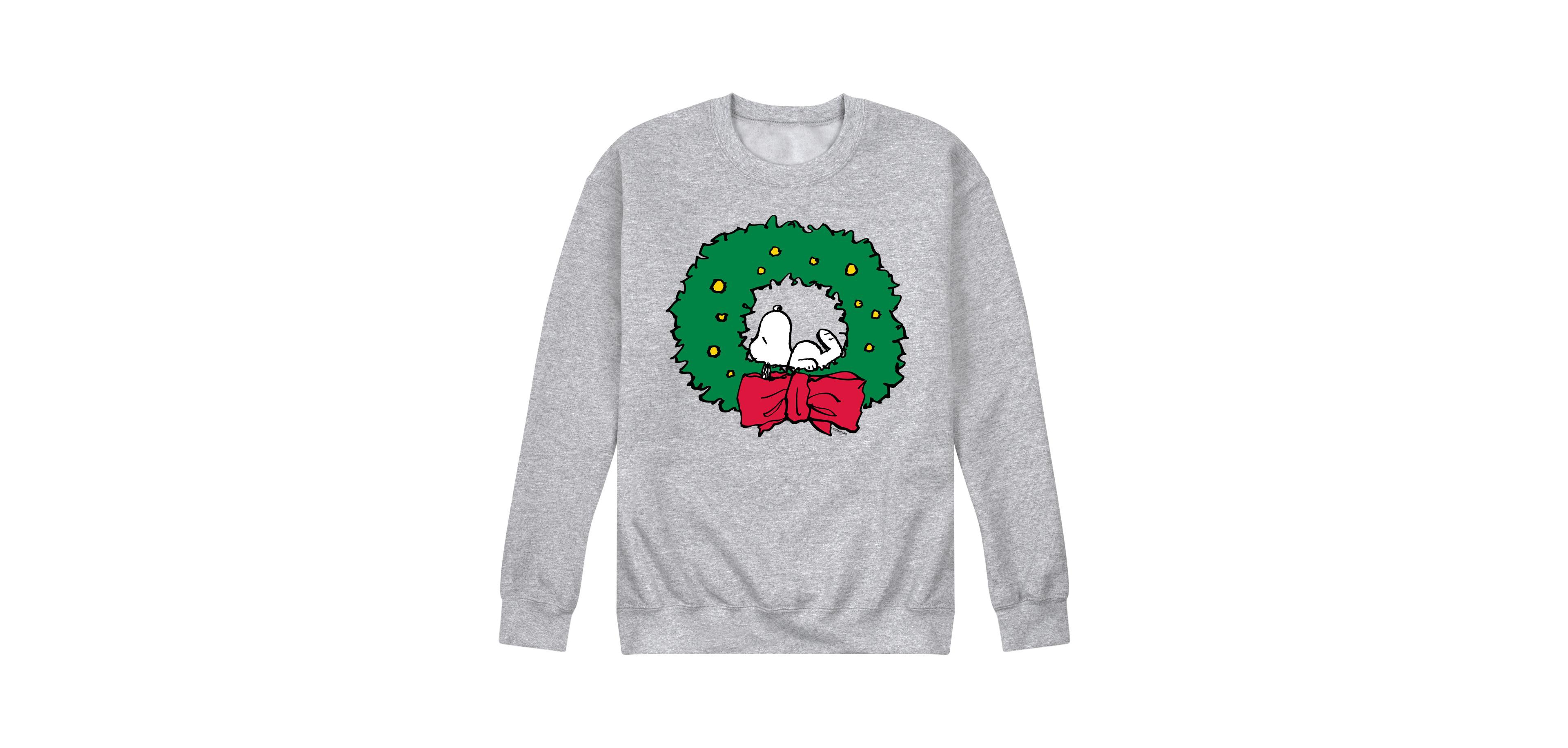 Airwaves Men's Peanuts Snoopy Wreath Long Sleeve Fleece