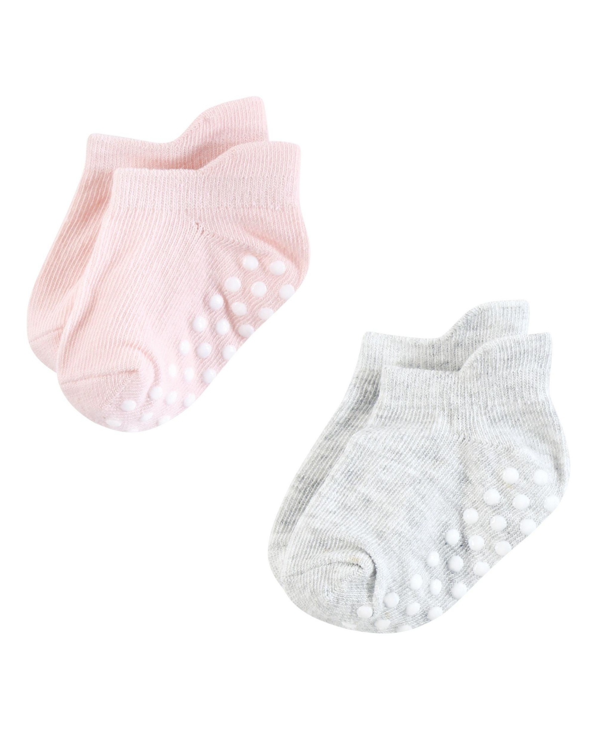 Hudson Baby Baby Girls Hudson Non-Skid No-Show Socks, 12-24 Months - Soft pink dot stripe