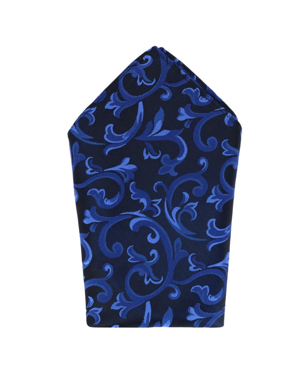 Men's Christian the Romantic Brocade Silk Pocket Square - Royal blue