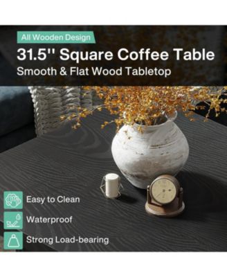 Square Coffee Table, 31.5-Inch Engineered Wood Coffee Table, Vintage Brown Center Table, Large Mid-Century Modern Cocktail Table