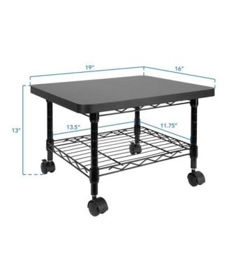 Multipurpose Metal 2-Tier Mobile Under Desk Printer Stand Cart w/ Casters