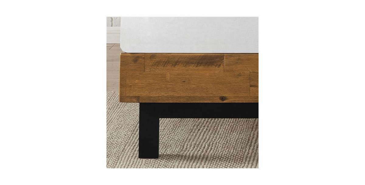 Slickblue FarmHome Low Profile Pine Slatted Platform Bed - Rustic and Minimalist Design