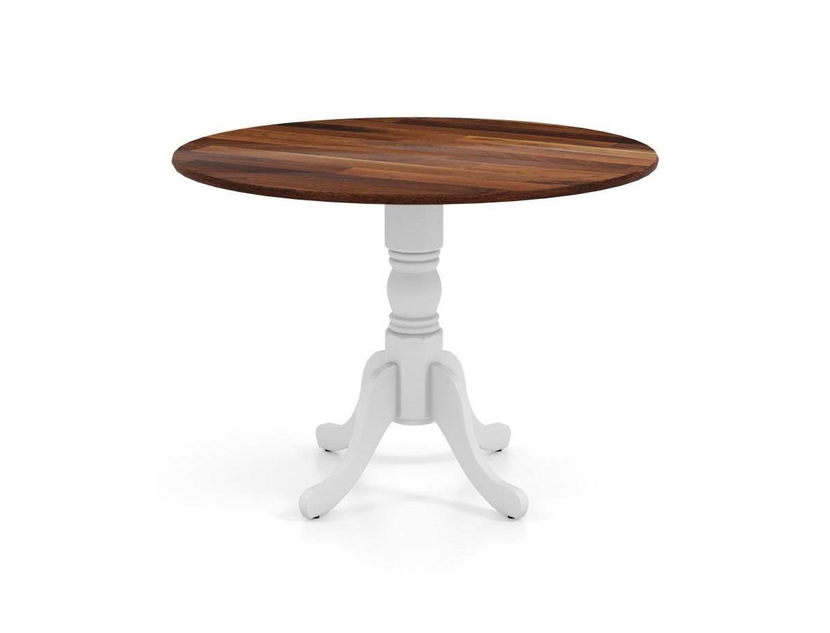 Slickblue Solid Wood Round 40-inch Kitchen Dining Table with Legs and Top - Brown-White