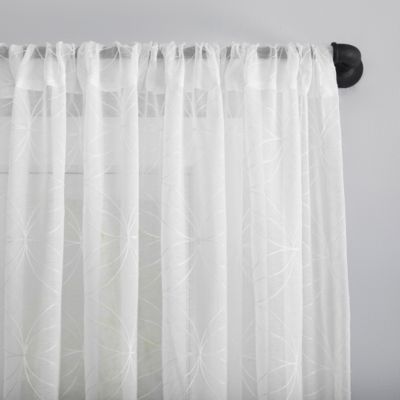 No. 918 Tamaryn Embroidered Trellis Sheer Rod Pocket Curtain Panel