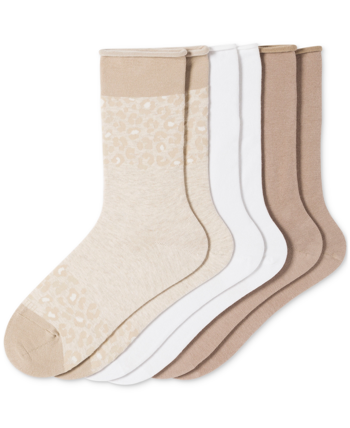 Hue Women's Roll Top Socks 3-pk. In Border Leo
