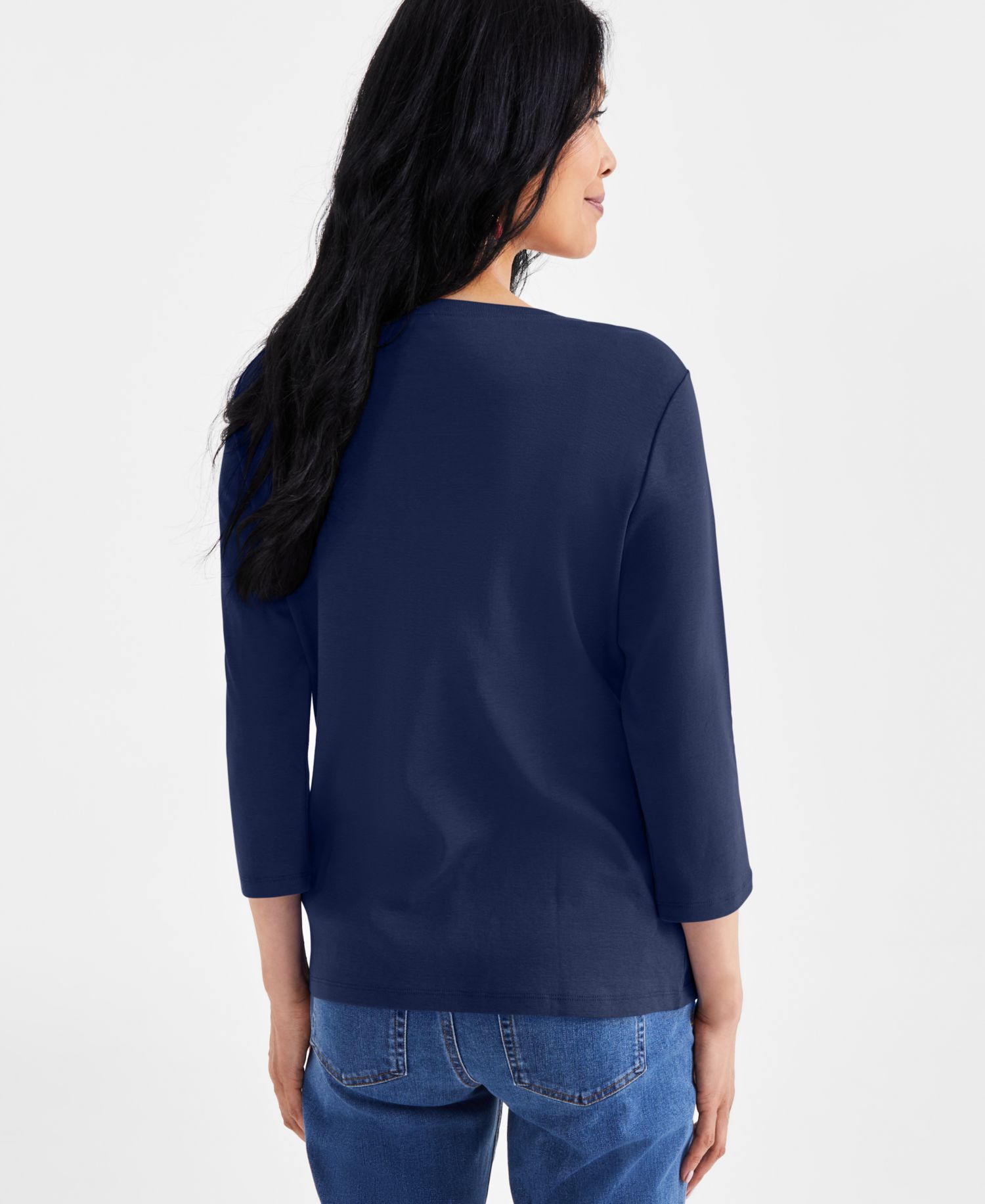 Plus Size 3/4-Sleeve Henley Tee