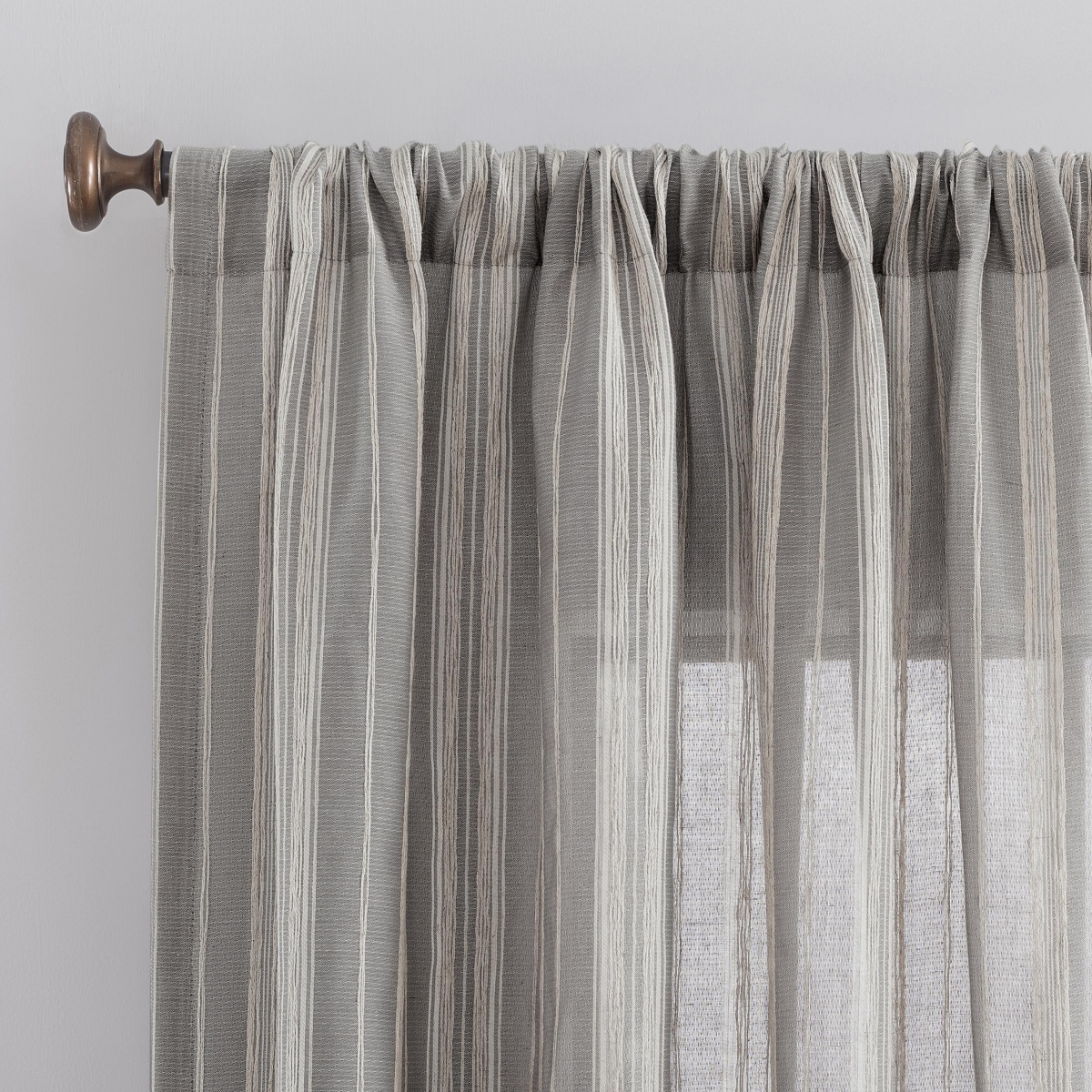 Archaeo Embroidered Stripe Linen Blend Curtain