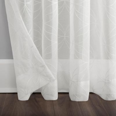 Tamaryn Embroidered Trellis Sheer Rod Pocket Curtain Panel