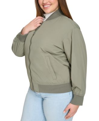 Trendy Plus Size Lightweight Zip-Front Bomber Jacket