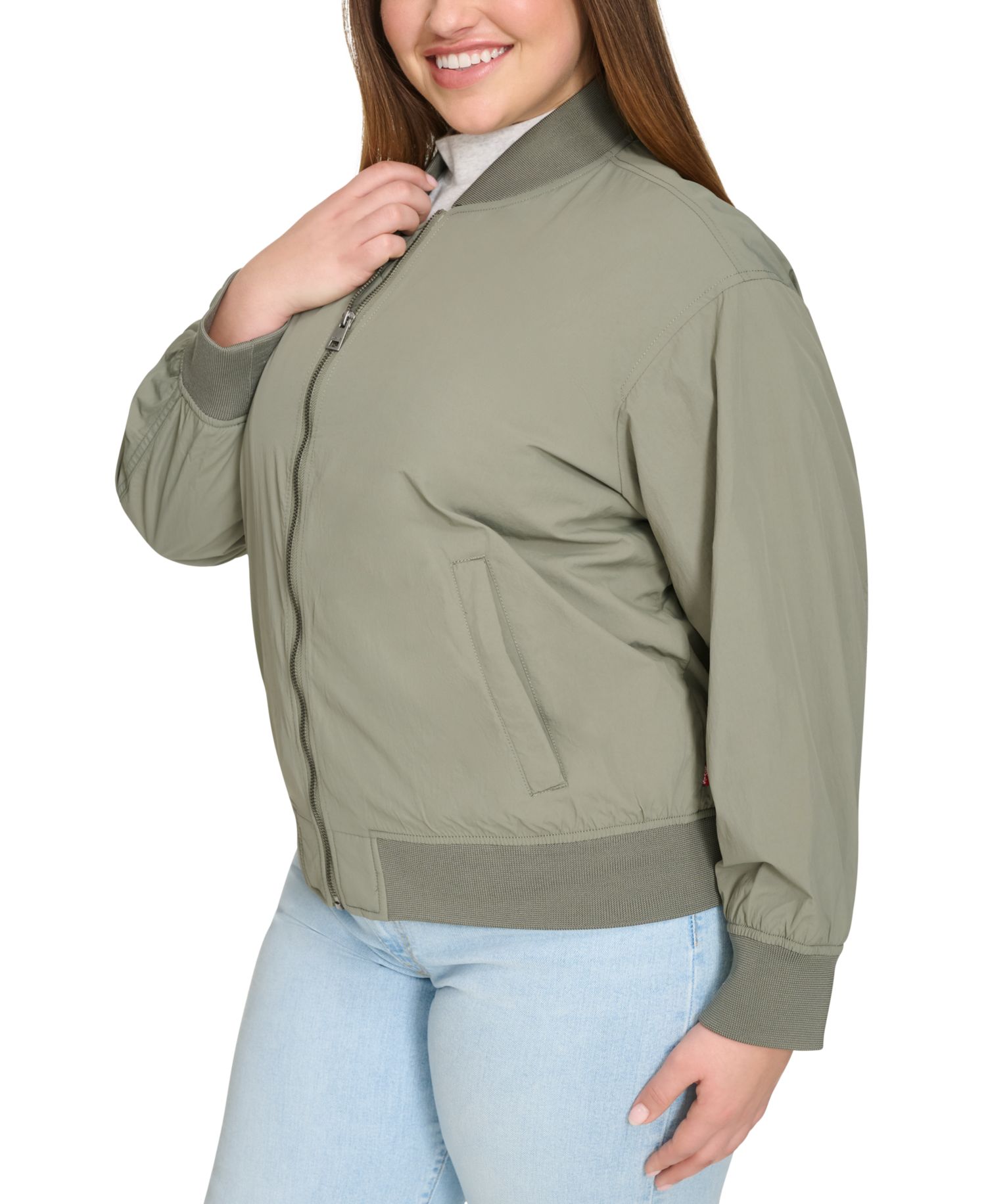 Trendy Plus Size Lightweight Zip-Front Bomber Jacket