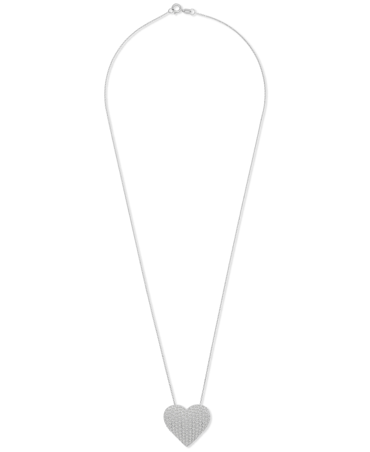 MACY'S DIAMOND HEART PENDANT NECKLACE (2 CT. T.W.) IN 10K WHITE GOLD, 18" + 2" EXTENDER, EXCLUSIVELY AT MAC 