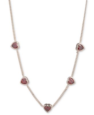 【Givenchy】Red Cubic Zirconia Heart Statement Necklace Givenchy Gold-Tone Red Cubic Zirconia Heart Statement