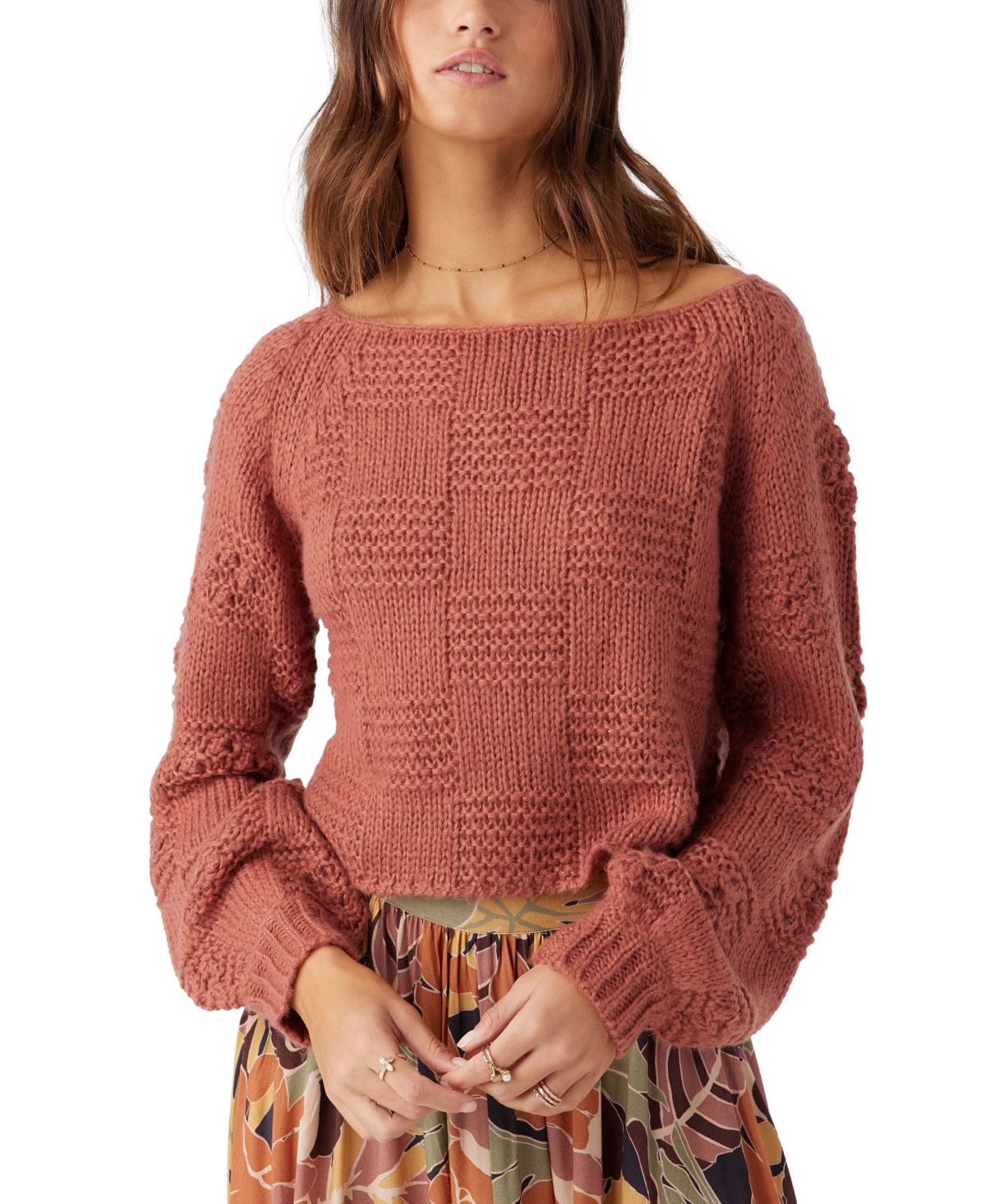 Juniors' Sacha Boat-Neck Long-Sleeve Sweater - Silver Pine