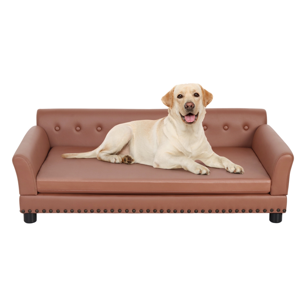 Waterproof Pet Couch Bed Comfortable Cat Dog Sofa with Scratch-Resistant Cover - Brown