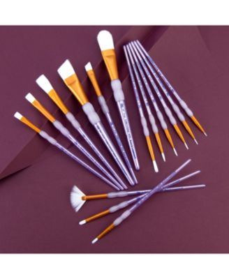 Crafter's Choice Synthetic White Taklon Paint Brushes, 15pc