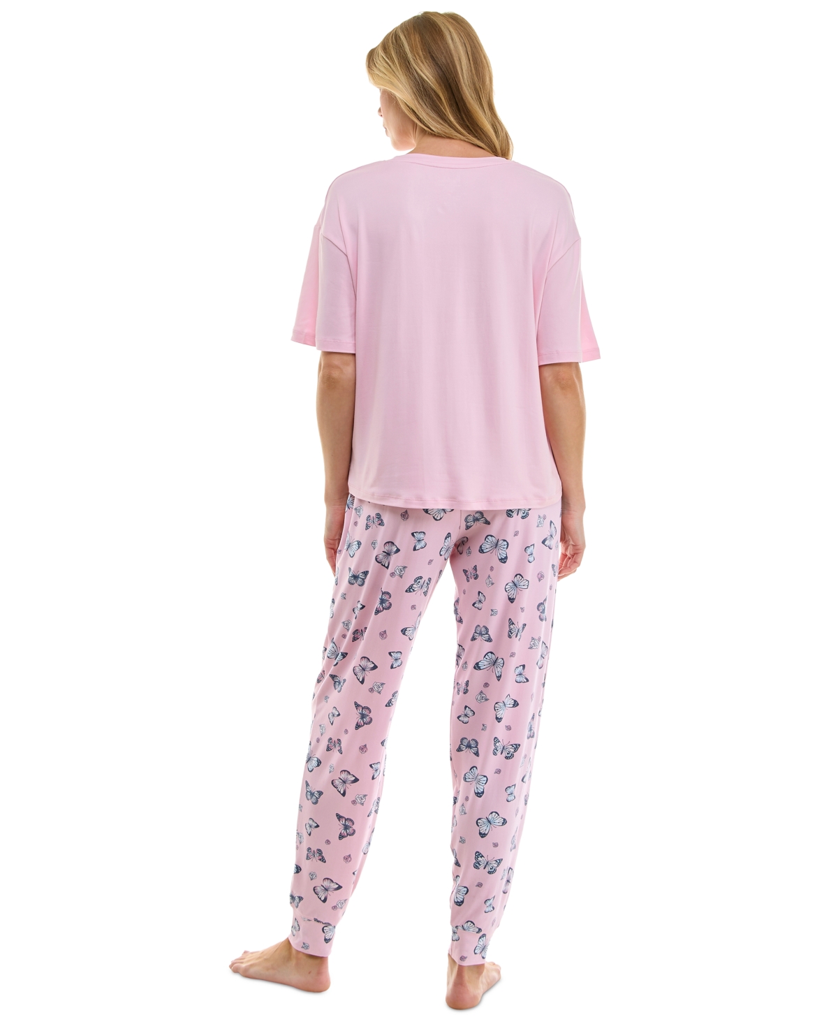 Roudelain Women's Printed Jogger Pajama Pants In Comino Butterflies With Flowers