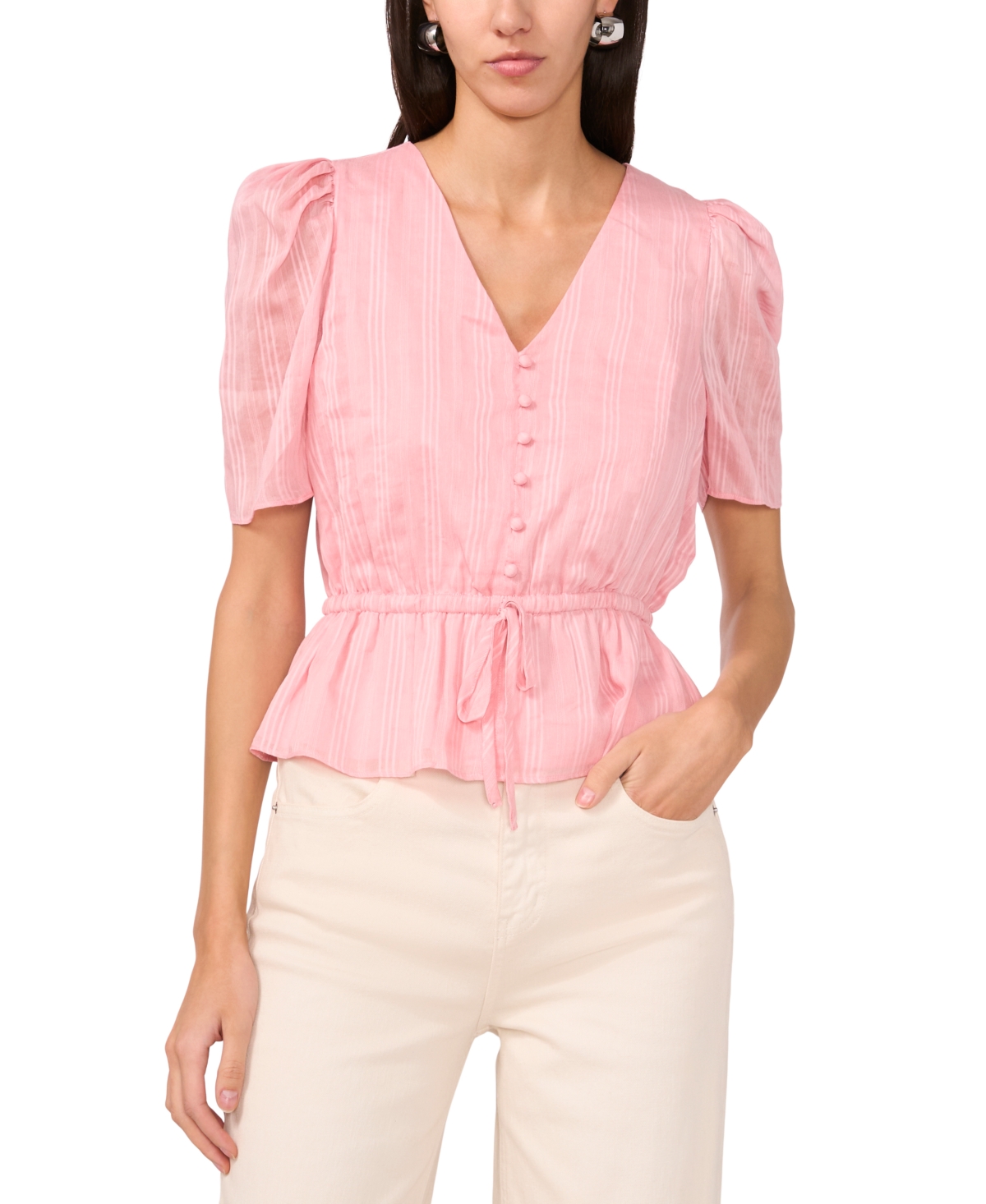 1.state Peplum Silk-blend Top
