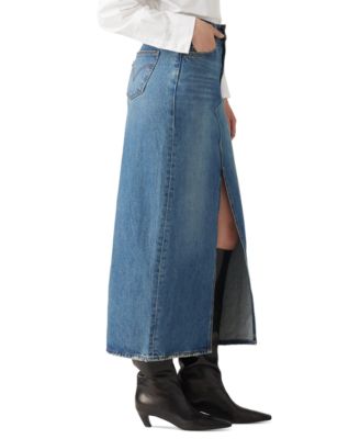 Premium Women's Mid-Rise Denim Column Ankle Skirt