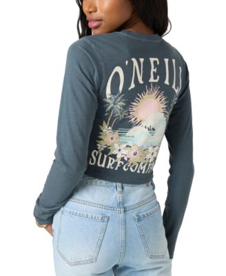 Juniors' Driftwood Graphic Print Cotton Long-Sleeve T-Shirt