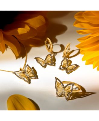 Nude Diamond & Chocolate Diamond Butterfly Pendant Necklace (1/3 ct. t.w.) in 14k Honey Gold