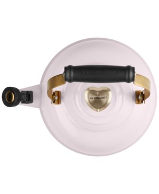 Enamel On Steel Whistling Kettle 1.7 Qt. Light Gold Heart
