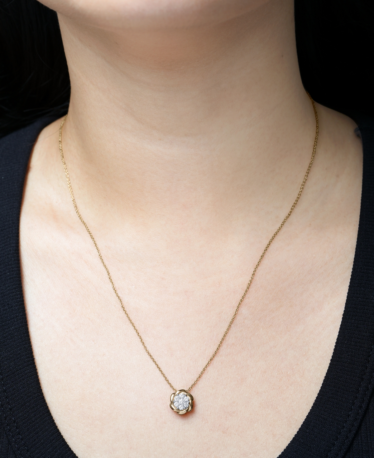 Macy's 2-pc. Set Diamond Floral Pendant Necklace & Earrings (1/2 Ct. T.w.) In 14k Gold-plated Sterling Silv In Gold-plated Sterling Silver
