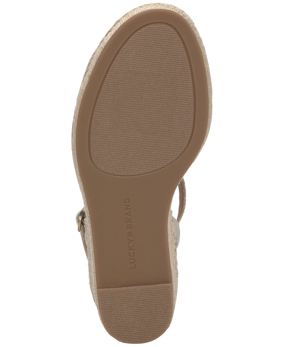 Shop Lucky Brand Women's Candyr Espadrille Wedge Sandals In Natural,platinum Metallic Linen