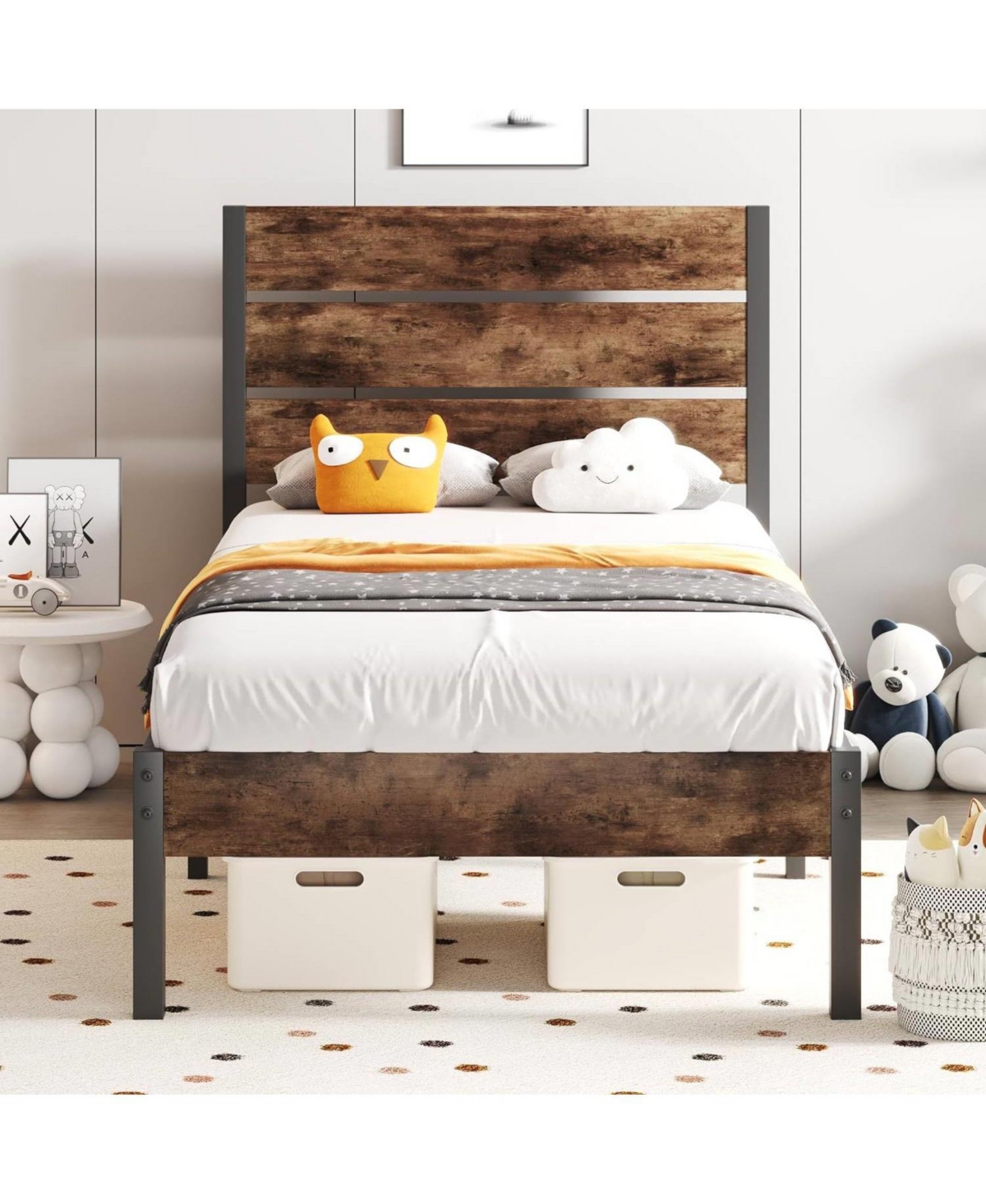 Slickblue Modern Farmhouse Platform Bed Frame - Rustic Style with Sleek, Minimalist Design