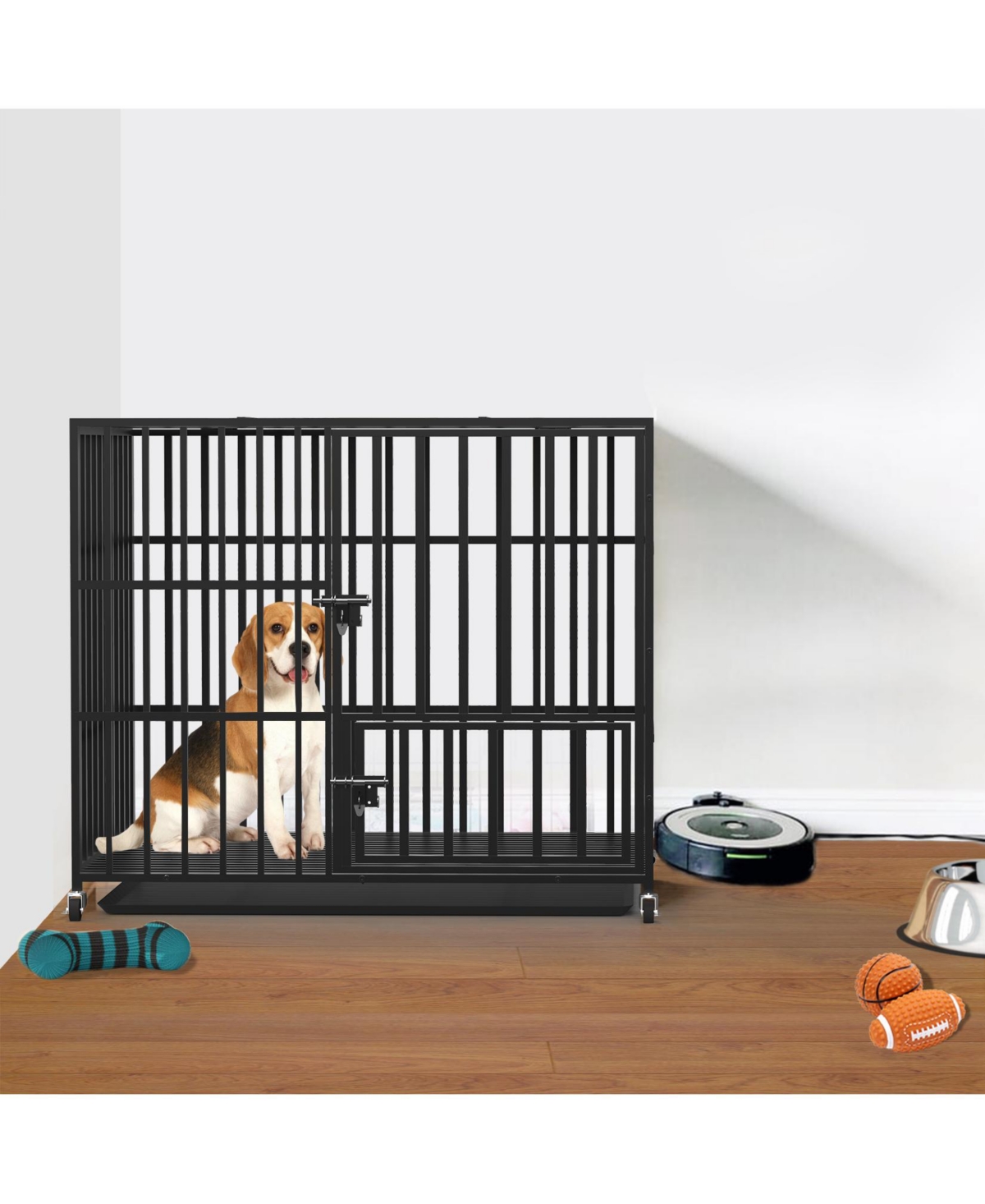 Bingopaw Xl Duty Dog Cage Pet Dog Crate Kennel Playpen Lockable Wheels