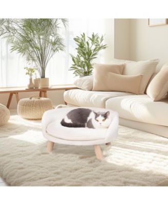 Luxury Pet Soft Warm Cat Dog Bed Wood Legs with Cushion Pad Nesting Bed Washable