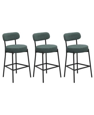 Bar Stools Set of 3, 27 Inches Counter Height Kitchen Bar Stools with Back, Modern Metal Tall Bar Stools for Kitchen Island