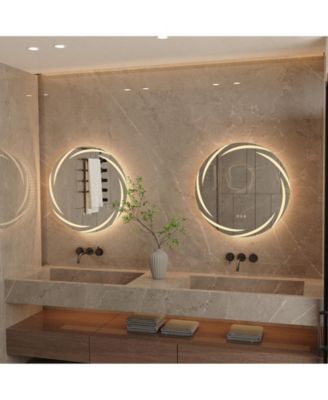 Anti-Fog 3-Color Lighted Wall-Mounted Bathroom Mirror