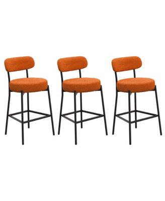 Bar Stools Set of 3, 27 Inches Counter Height Kitchen Bar Stools with Back, Modern Metal Tall Bar Stools for Kitchen Island