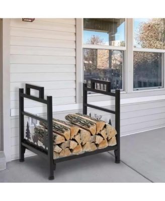 Firewood Log Rack with Deer Pattern for Outdoor Storage and Rustic Decor