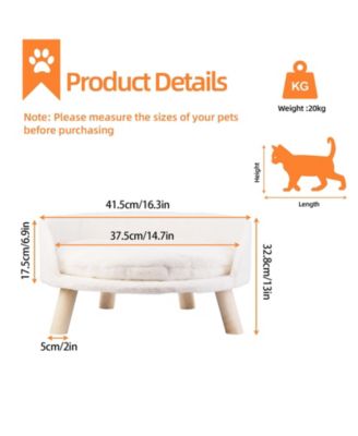 Pet Cat Dog Bed Soft Warm Plush Chair Bed Wood Legs Cushion Pad Washable