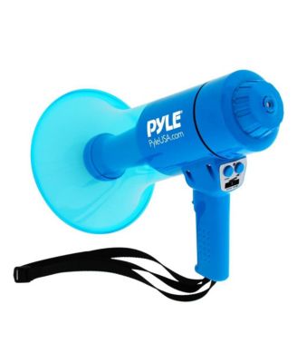 Waterproof Megaphone with LED Lights, 40W Power, Rechargeable Battery, Siren Function, Weatherproof, Ideal for Crowd Control, Blue