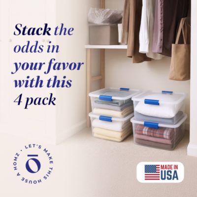 15.5 Qt 4 Pack Plastic Stackable Storage Container with Secure Lid
