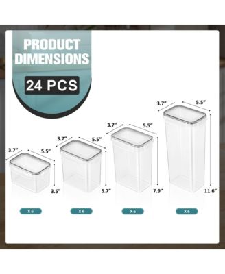 24 Pack Airtight Food Storage Containers, Labels, Marker & Measuring Spoons - Functional Dry Food Organizers for Kitchen, Pantry, and more