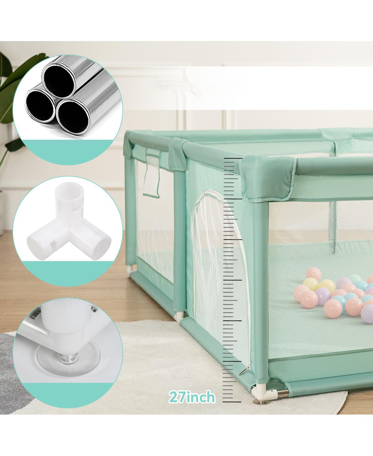 Comomy Baby Playpen, 71x79'' Extra Baby Playard, Kids Activity Center with Anti-Slip Base, Safety Play Yard for Infants Toddlers