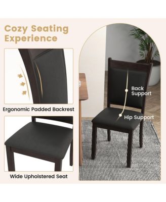 Set of 2 Faux Leather Padded Seat Rubber Wood Legs Upholstered Dining Chairs