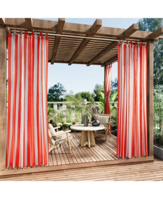 Outdoor Cabana Stripe UV Protected Privacy Tab Top Curtain Panel, 52"x84"
