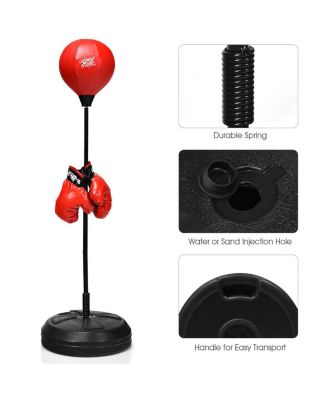 Adjustable Height Punching Bag with Stand Plus Boxing Gloves for Both Adults and Kids