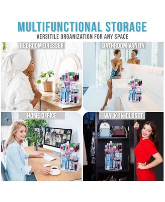 360 Rotating Makeup Organizer - Spinning cosmetics organizer, Adjustable Shelves for Make Up, Perfume & more
